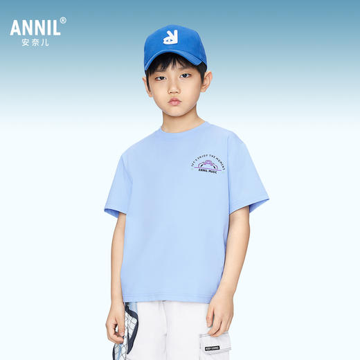 男童液氨趣味印花全棉T恤圆领短袖新款安奈儿童装实体店同款AB421736 商品图1