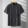 【冰丝】【DDS】大依优型大码男装竖条纹短袖衬衫冰感透气加肥加大大号半袖花衬衣上衣男士 商品缩略图3
