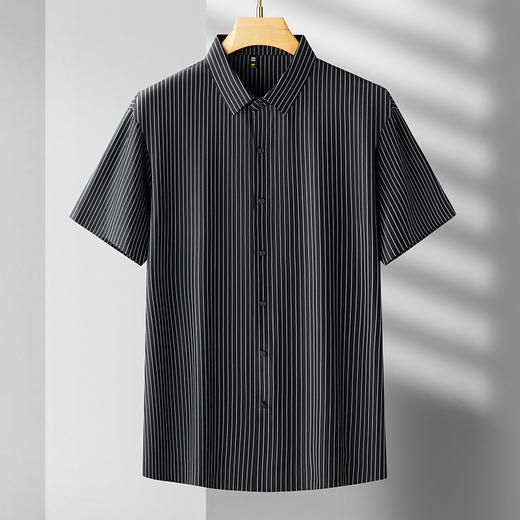 【冰丝】【DDS】大依优型大码男装竖条纹短袖衬衫冰感透气加肥加大大号半袖花衬衣上衣男士 商品图3