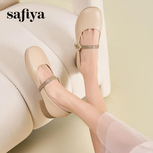 预售10天| Safiya/索菲娅2025法式温柔风浅口方头百搭中跟玛丽珍鞋 SFD1111109 商品图1