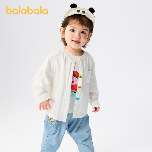 巴拉巴拉婴儿衬衫宝宝上衣薄款男童衬衣简约清爽时尚 商品图1