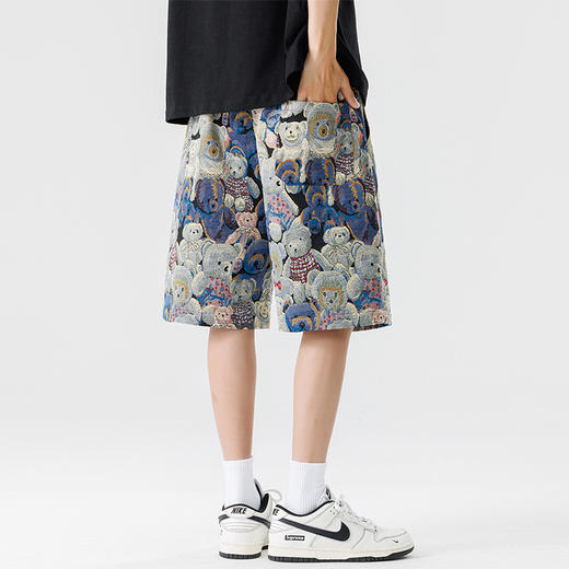 【DSL】大依优型大码花短裤五分裤大号裤子弹力透气加肥加大夏季松紧腰宽松运动沙滩裤 商品图3