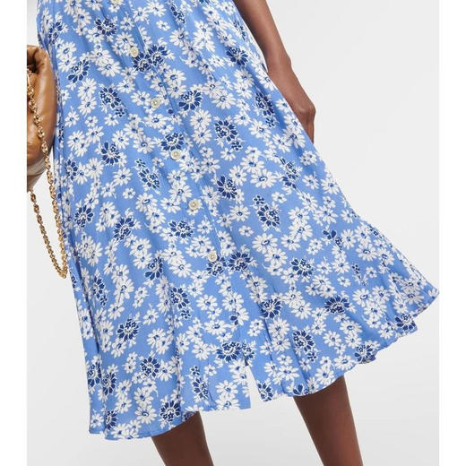 法式油画V领茶歇连衣裙 花卉皱纱连衣裙 高级时装质感 面料保持纱线自身疏松结构 上身更舒适透气 宽口V字领设计 西装驳头翻领 商品图5