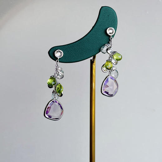 ONLY系列 18K镶钻石、紫晶、橄榄石和海蓝宝石 耳坠 商品图2