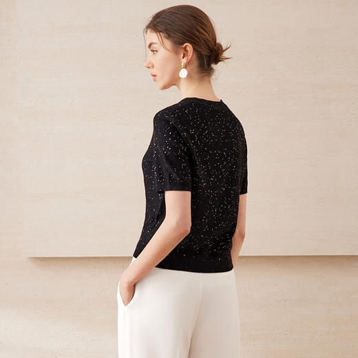 【金葱混纺短袖针织衫】EITIE爱特爱舒适柔软百搭显瘦2025夏新款B2501602 商品图11