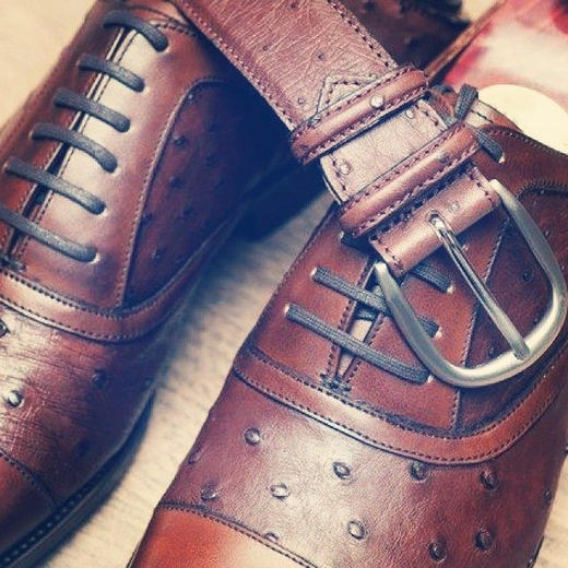 英国原产高品质手工制作好运皮带-棕褐色高级鸵鸟皮ARL07 商品图1