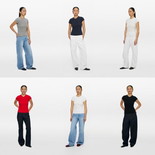 oneup小v领弹力短袖 商品图4