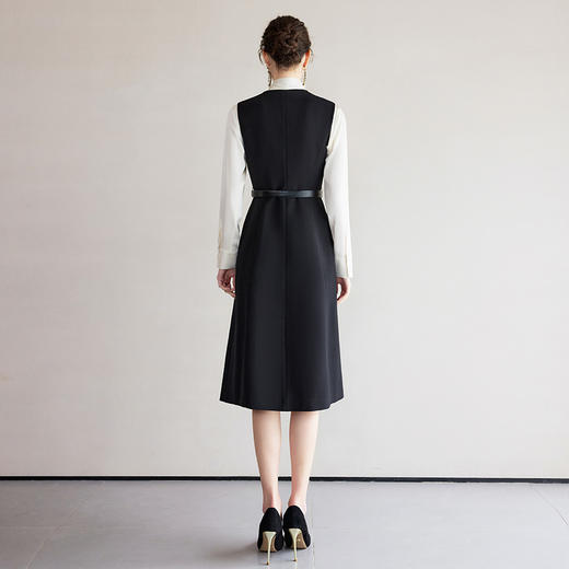 IWY/春季穿搭一整套新款香槟色蝴蝶结长袖衬衫法式黑色连衣裙B522+Q1261 商品图4