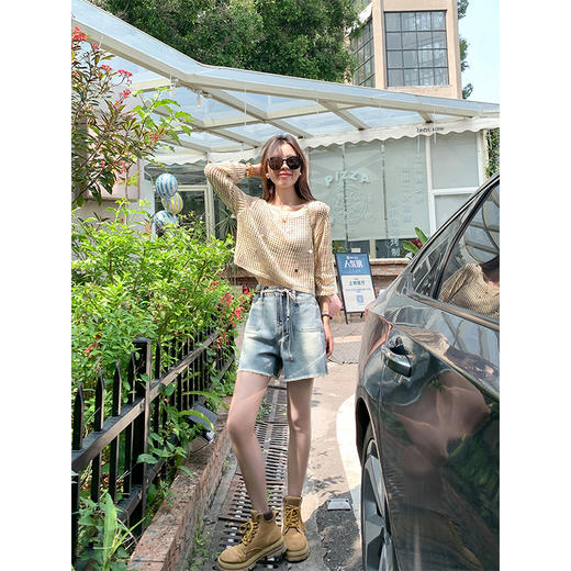 <曾小咸推荐>3.27现货秒杀 ！微信超特价！韩系亮片镂空长袖罩衫 日常119.99 立减60 秒杀59.99！！ 商品图4