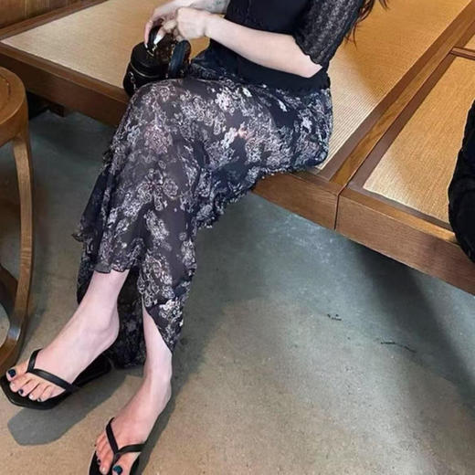 洛诗琳15219春夏新款韩系气质高腰显瘦碎花半身裙女25286 商品图2
