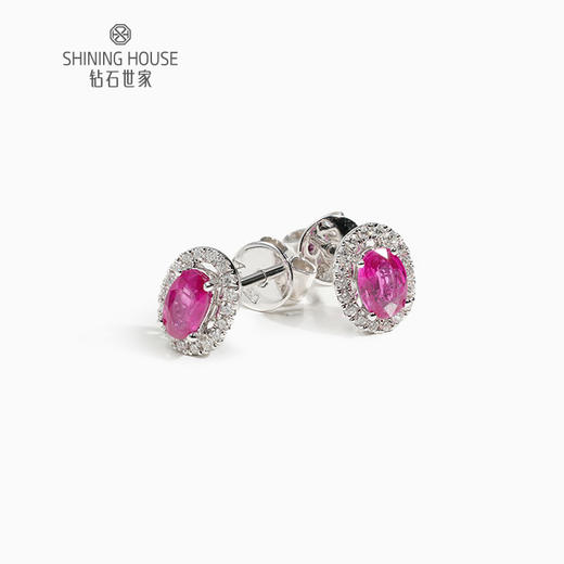【红宝石耳饰】钻石世家 18K金红宝石耳饰耳环耳钉  让人一见倾心的红宝石 演绎女性的高贵柔情 也寓意着浪漫炙热的美好感情 商品图0