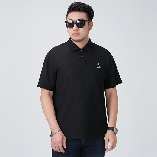 【DMH】大依优型大码短袖POLO衫男装夏季潮流字母刺绣翻领高级垂感宽松半袖体恤胖子男士上衣 商品图2