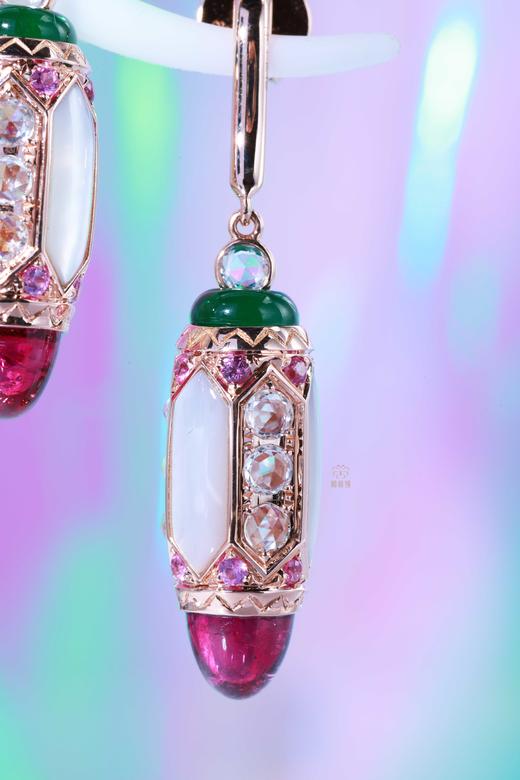 【莲灯高照】撞色碧玺耳坠-CB12502050 商品图4