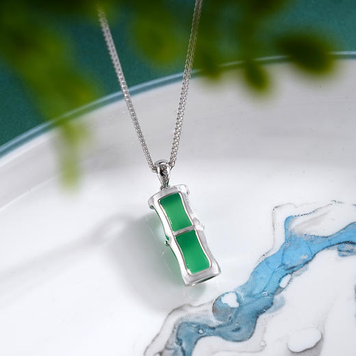 子佩集S925银【竹福之声】套链【TL015316】纯银项链玉髓绿玉髓竹节葫芦2503 商品图3