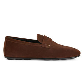 Giuseppe Zanotti 男士签名徽标绒面革莫卡辛鞋 棕色 EU50021002