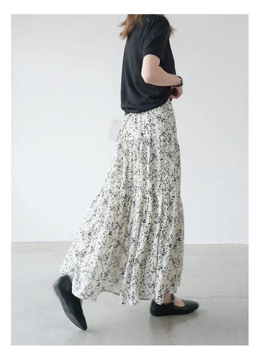 温柔风显瘦A字碎花半身裙 商品图2