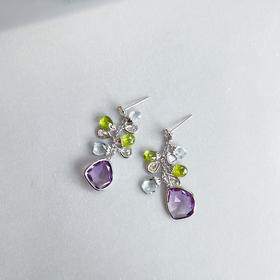 ONLY系列 18K镶钻石、紫晶、橄榄石和海蓝宝石 耳坠