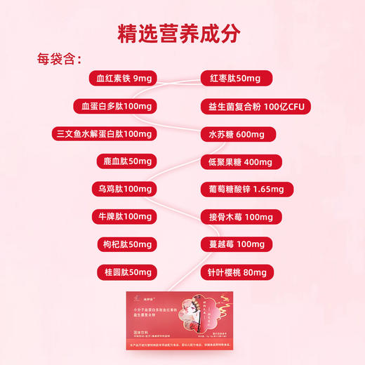 ²买6送1【小象血红素牛脾肽】8种肽+9种营养 24包/盒 3克/包HM02-CRMM-YS 商品图3