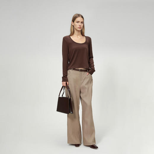 ROMI STUDIO“美拉德配饰”100%头层牛皮单肩摩卡棕腋下包23AWB044 商品图1