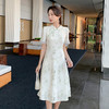 奢姿大码女装2025夏季时尚立领短袖连衣裙胖妹妹气质印花百搭裙子9952890396 商品缩略图4