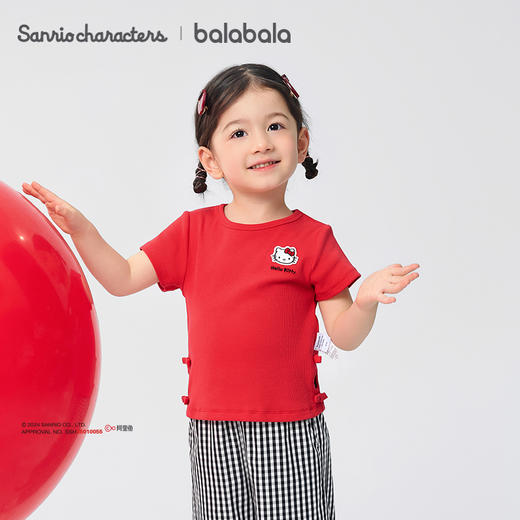 【HelloKittyIP】巴拉巴拉女童短袖T恤2025新款夏装镂空 商品图1