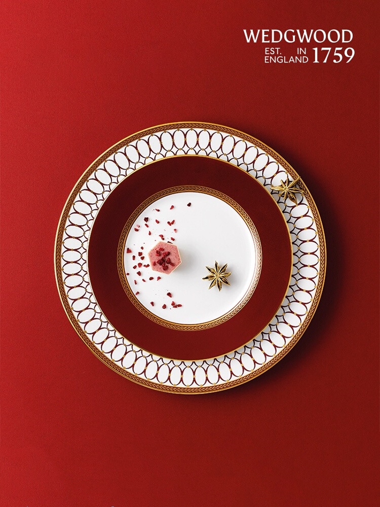 【WEDGWOOD】威基伍德 金粉年华鎏金红骨瓷餐盘欧式西餐餐盘