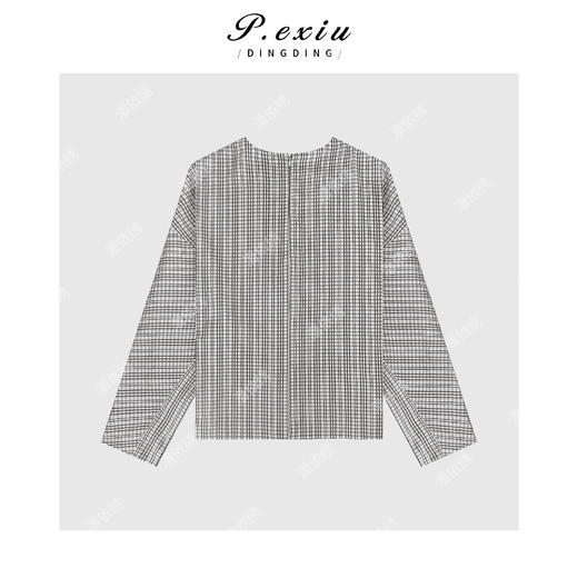 04-6潘依绣丁丁宠粉天丝小众复古色织格纹长袖衬衫 W-62818 商品图2