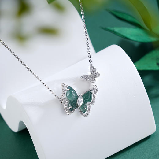 子佩集S925银【彩蝶绘梦】套链【YL-7417】纯银项链时尚翡翠两只蝴蝶2503 商品图1