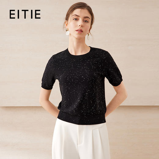 【金葱混纺短袖针织衫】EITIE爱特爱舒适柔软百搭显瘦2025夏新款B2501602 商品图2