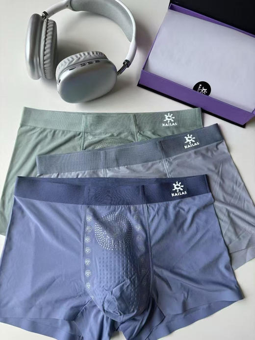 原单正品凯乐石—-男士内裤礼盒装
颜色：烟兰，湖兰，灰绿
尺码L XL XXL XXXL
一个三条 商品图0