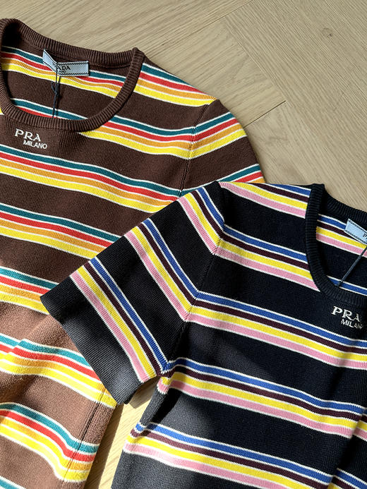 现货 THS-限时 p家 女士棉质针织彩色条纹短袖 圆领针织衫T恤 2色 BH2581 BY603 商品图8