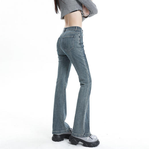 西遇显瘦修身微喇裤女春季新款高腰美式休闲小个子牛仔裤SS150011 商品图4
