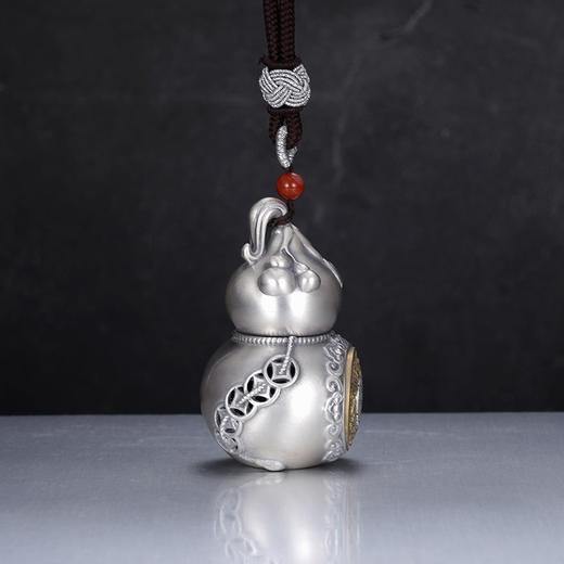 子佩集S999银【福禄满盈】手把件【SBJ842】纯银手把件可转动可打开葫芦2503 商品图7