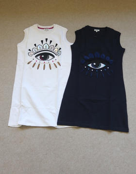 简单粗暴的 哈！Kenzo 薄毛圈棉 贴布+刺绣 眼睛元素 无袖 连衣裙 2色入