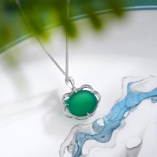 子佩集S925银【绿竹生欢】套链【TL015315】纯银项链玉髓绿玉髓锁竹叶2503 商品图3