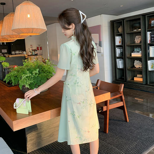 【清仓超15天不保价】奢姿大码女装2025夏季新款胖妹妹新中式旗袍立领盘扣优雅连衣裙9952869287【1】 商品图3