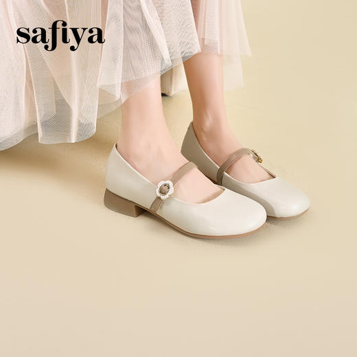 预售10天| Safiya/索菲娅2025法式温柔风浅口方头百搭中跟玛丽珍鞋 SFD1111109 商品图4