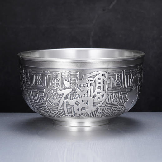 子佩集S999银【福福相遇】碗摆件【BXF008026810】纯银餐具百福2503 商品图3