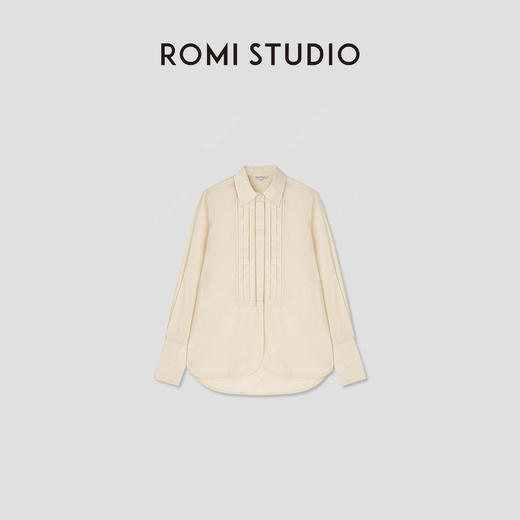 ROMI STUDIO【高品质】春夏百搭设计感纯色长袖衬衣翻领衬衫 T3396 商品图0