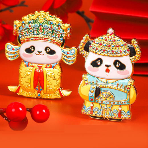 凤冠熊猫金属冰箱贴 可爱中国风卡通国潮磁吸纪念品礼物 商品图1