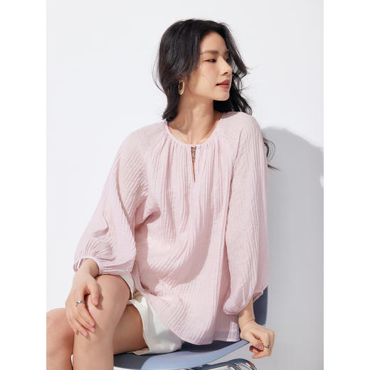 棉仓352604035-初棉休闲灯笼袖衬衫 商品图1