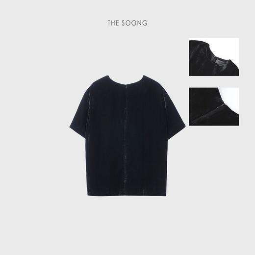 THESOONG  天生优雅系列加密真丝丝绒垫肩高级垂坠T恤KTX222349 商品图3