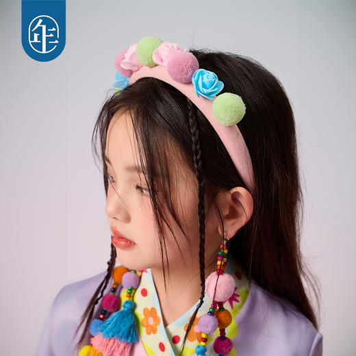 年衣2025年夏季新品发箍女童儿童民族风甜美发饰糯朵绒绒发箍 商品图1
