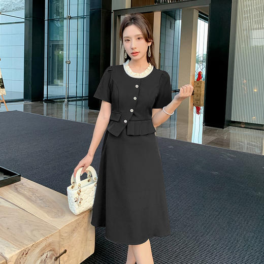 奢姿大码女装2025夏季减龄花边小百褶时尚裙子胖妹妹拼接连衣裙9952820576【1】 商品图1