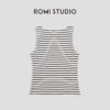 ROMI STUDIO“法式复古”优雅黑杏撞色条纹修身针织吊带背心T3788 商品缩略图1