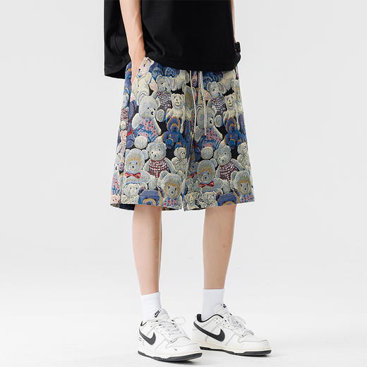 【DSL】大依优型大码花短裤五分裤大号裤子弹力透气加肥加大夏季松紧腰宽松运动沙滩裤 商品图4