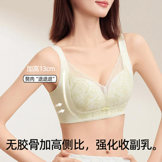 熳洁儿 大胸显小文胸聚拢提拉轻薄无钢圈内衣睫毛蕾丝云感棉25261508 商品图4