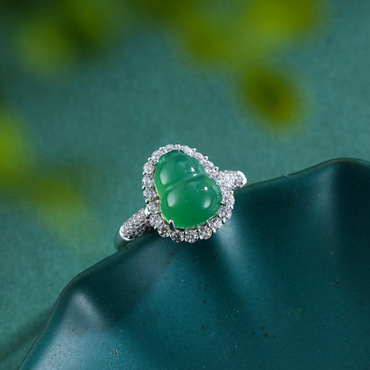 子佩集S925银【葫芦安然】戒指【JZ016144】纯银玉髓绿玉髓葫芦2503 商品图1