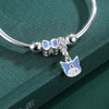子佩集S999银【甜蜜米宝】童镯【TZ000883】纯银儿童蓝色笑脸蝴蝶结2503 商品缩略图2