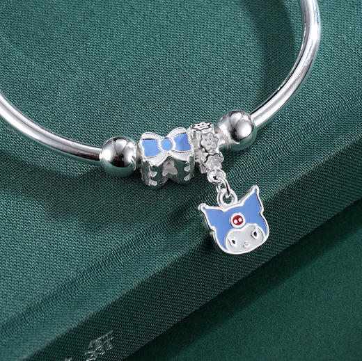 子佩集S999银【甜蜜米宝】童镯【TZ000883】纯银儿童蓝色笑脸蝴蝶结2503 商品图2